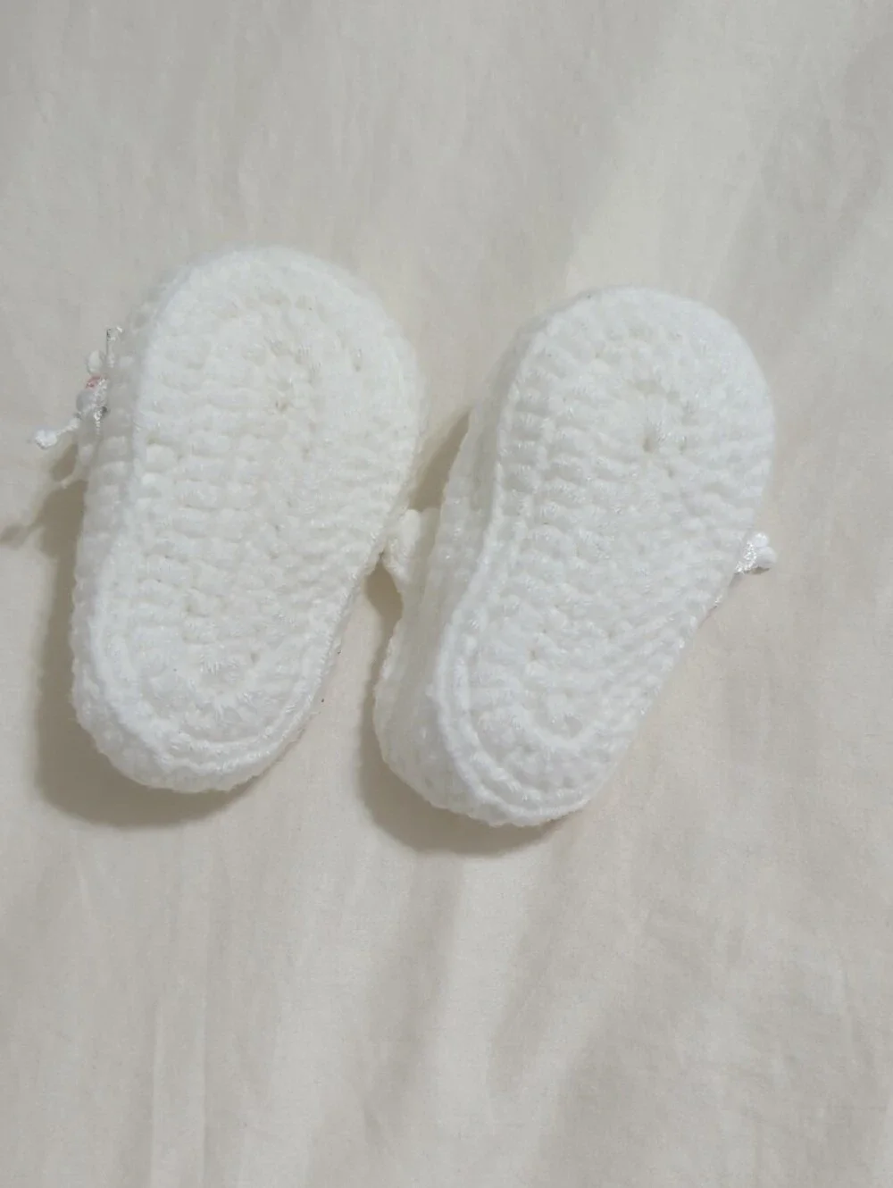 White Crochet Mary Jane Slippers